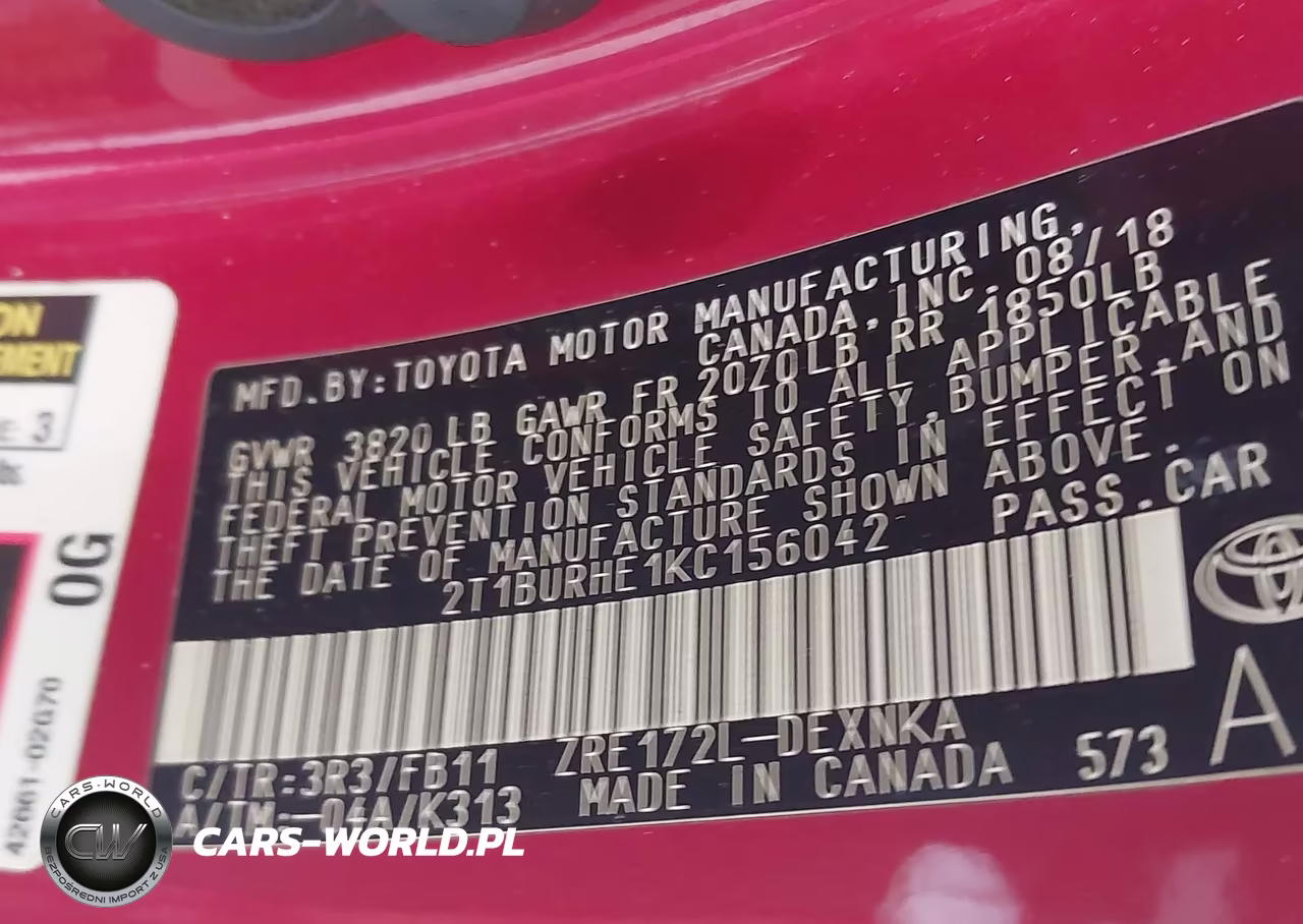 2019 Toyota Corolla Le VIN:2T1BURHE1KC156042 - 9