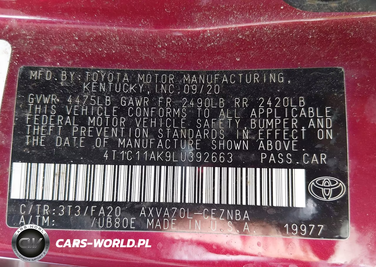 2020 Toyota Camry Le VIN:4T1C11AK9LU392663 - 9