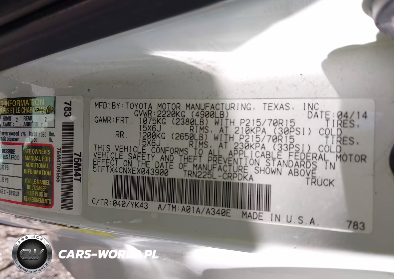 2014 Toyota Tacoma VIN:5TFTX4CNXEX043900 - 9