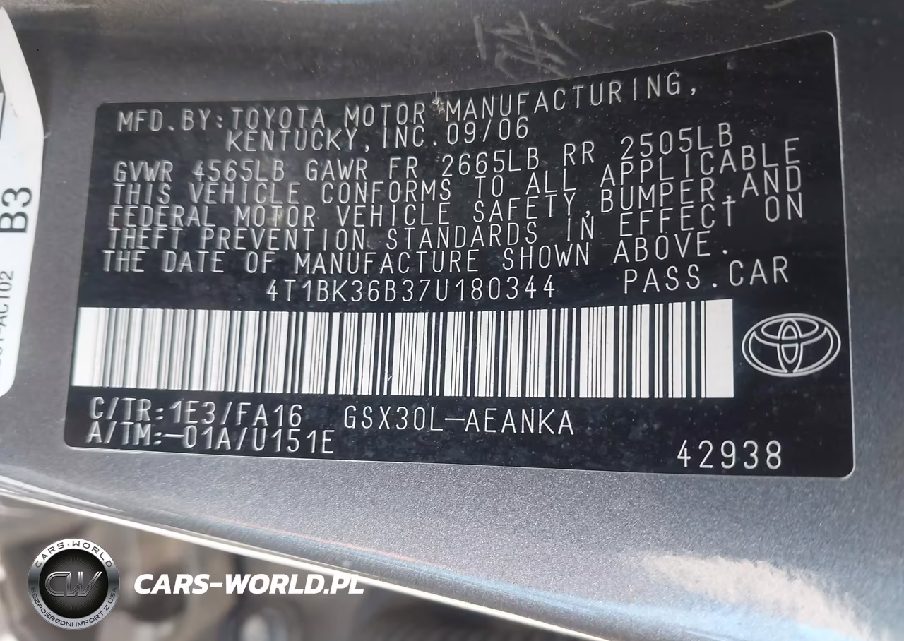 2007 Toyota Avalon Xl VIN:4T1BK36B37U180344 - 9