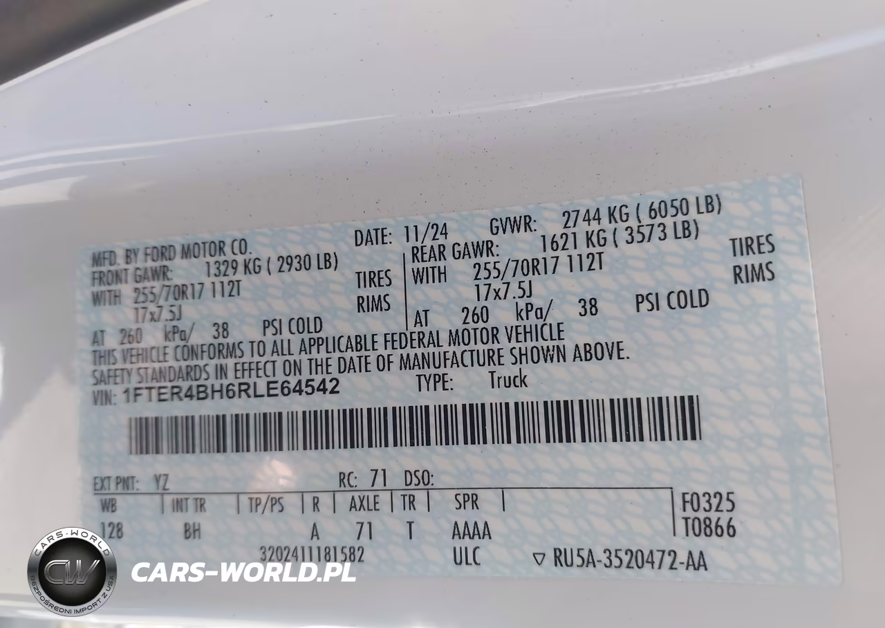 2024 Ford Ranger Xl VIN:1FTER4BH6RLE64542 - 9