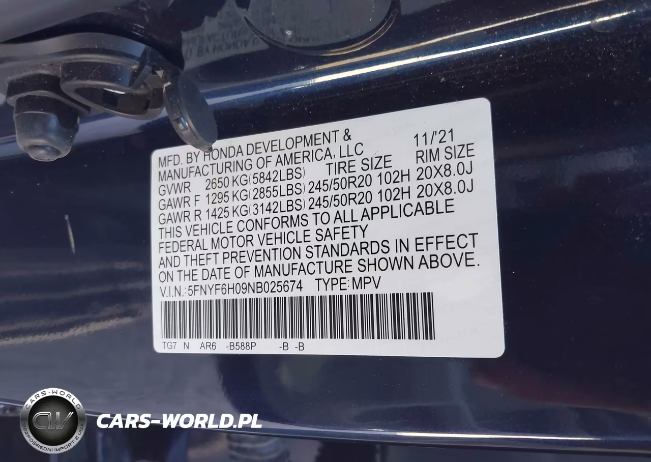 2022 Honda Pilot Awd Elite VIN:5FNYF6H09NB025674 - 9