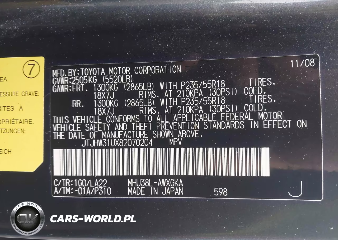 2008 Lexus Rx 400H VIN:JTJHW31UX82070204 - 9
