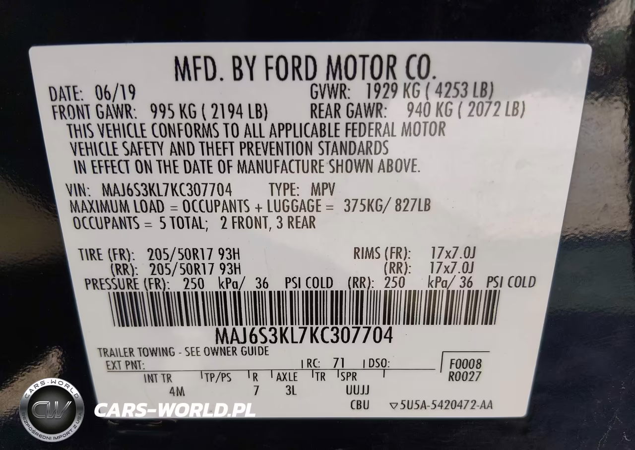 2019 Ford Ecosport Titanium VIN:MAJ6S3KL7KC307704 - 9