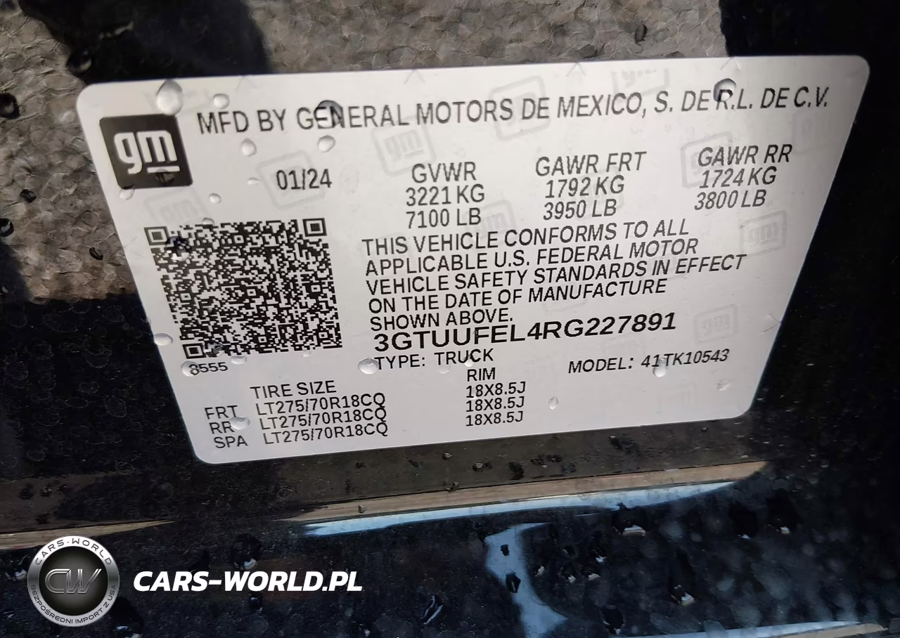 2024 GMC Sierra 1500 4Wd Short Box At4X VIN:3GTUUFEL4RG227891 - 9
