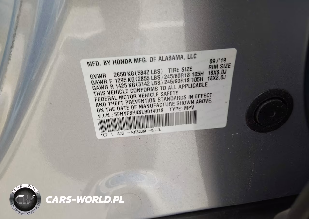 2020 Honda Pilot Awd Ex-L W-Navi VIN:5FNYF6H4XLB014019 - 9