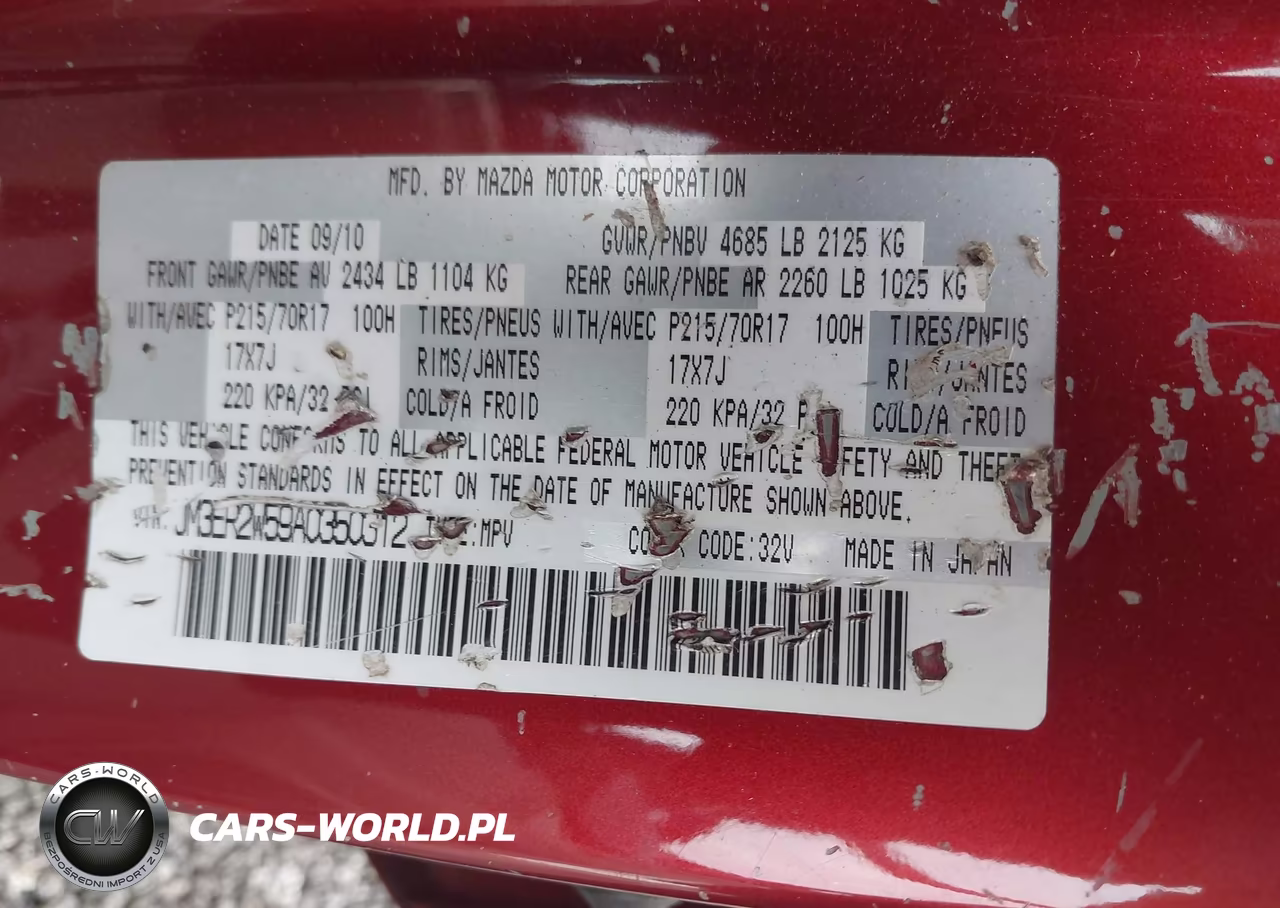 2010 Mazda Cx-7 I Sport VIN:JM3ER2W59A0350312 - 9