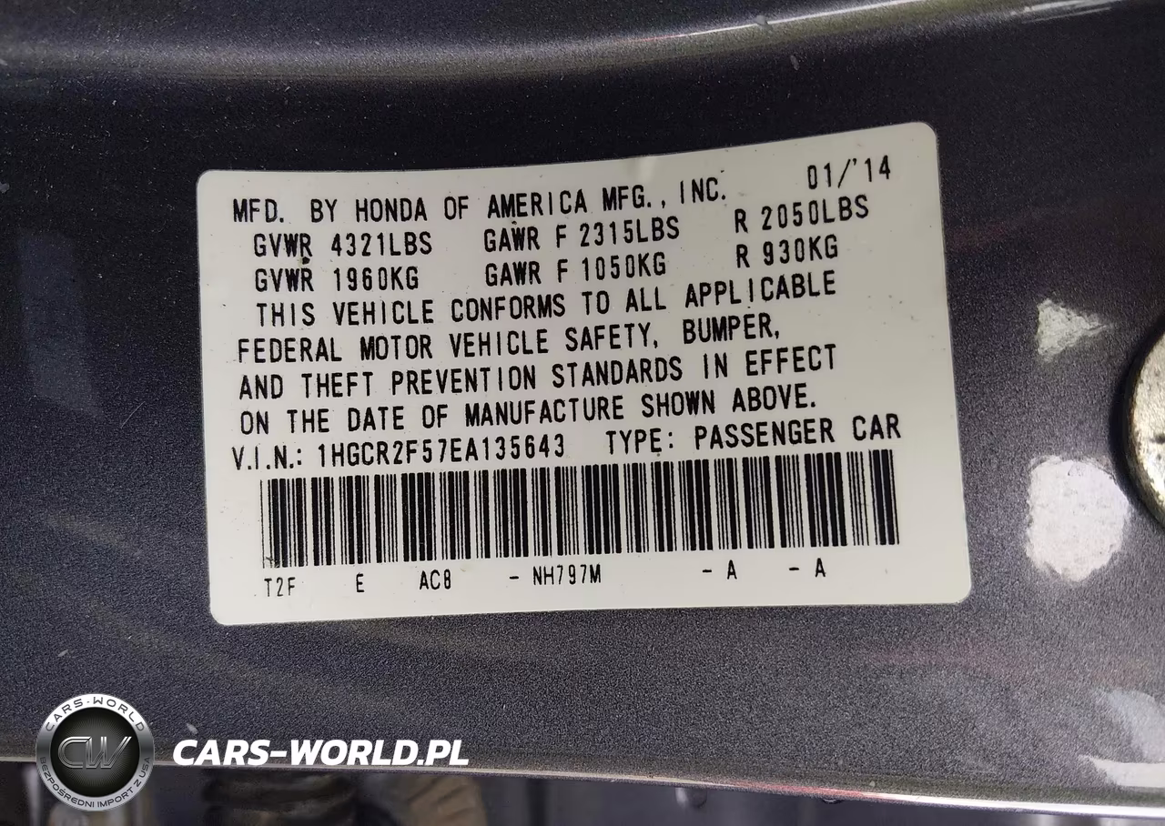 2014 Honda Accord Sport VIN:1HGCR2F57EA135643 - 9