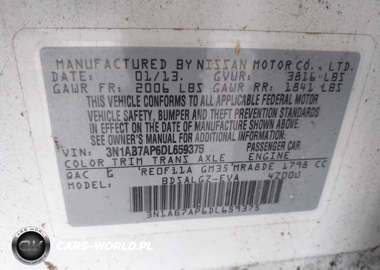 2013 Nissan Sentra Sl VIN:3N1AB7AP6DL659375 - 9