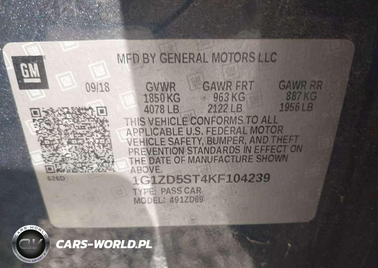 2019 Chevrolet Malibu Lt VIN:1G1ZD5ST4KF104239 - 9