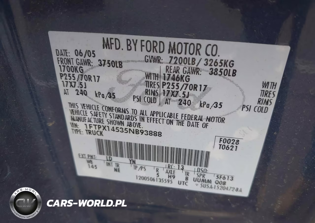 2005 Ford F-150 Fx4-Lariat-Xl-Xlt VIN:1FTPX14535NB93888 - 9