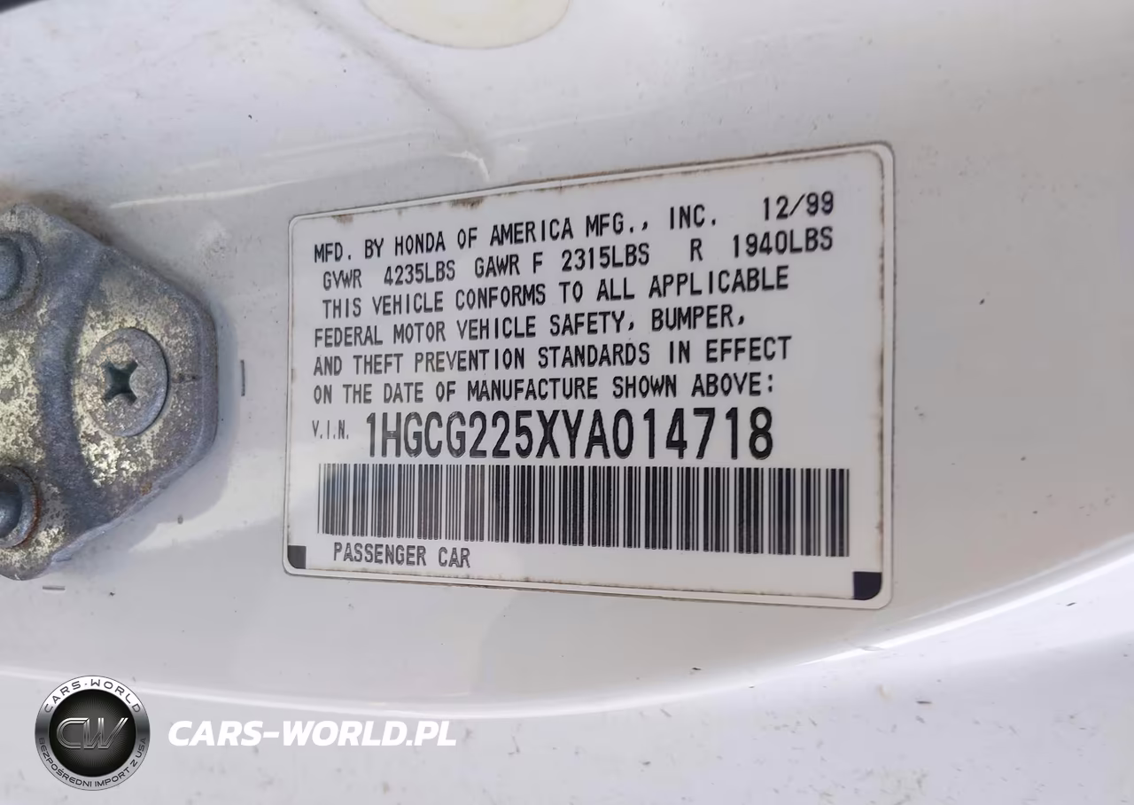 2000 Honda Accord 3.0 Ex VIN:1HGCG225XYA014718 - 9