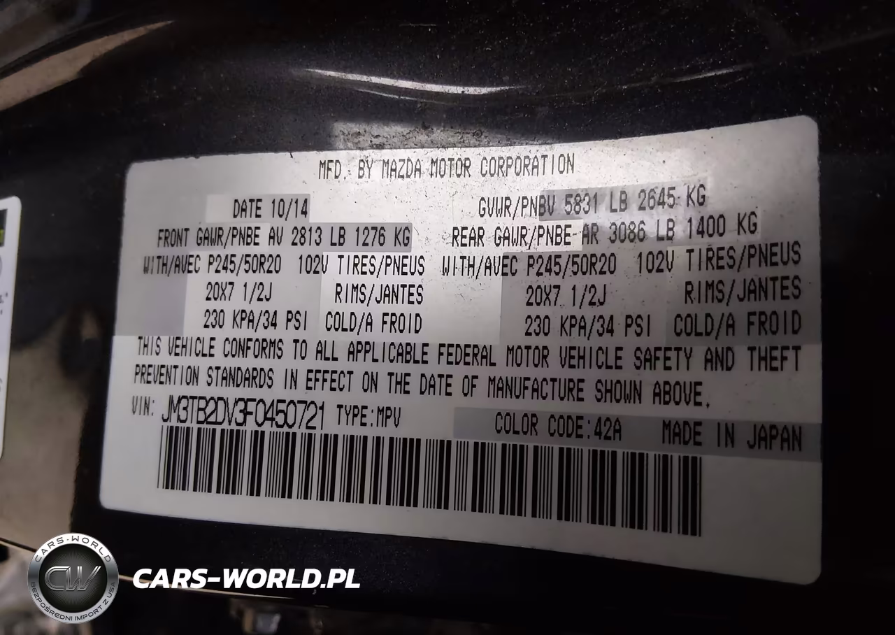 2015 Mazda Cx-9 Grand Touring VIN:JM3TB2DV3F0450721 - 9
