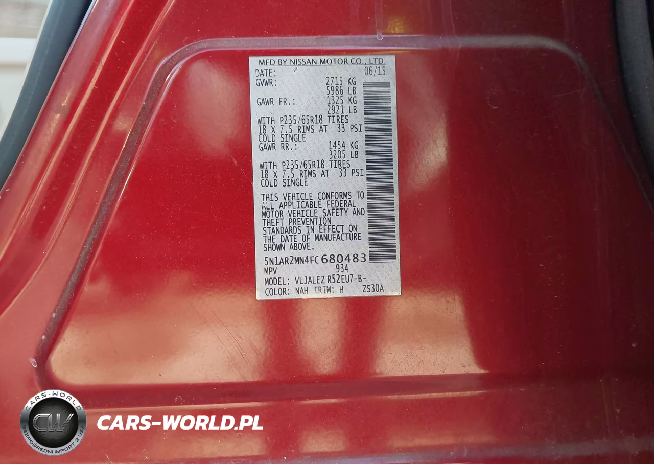 2015 Nissan Pathfinder Platinum-S-Sl-Sv VIN:5N1AR2MN4FC680483 - 9