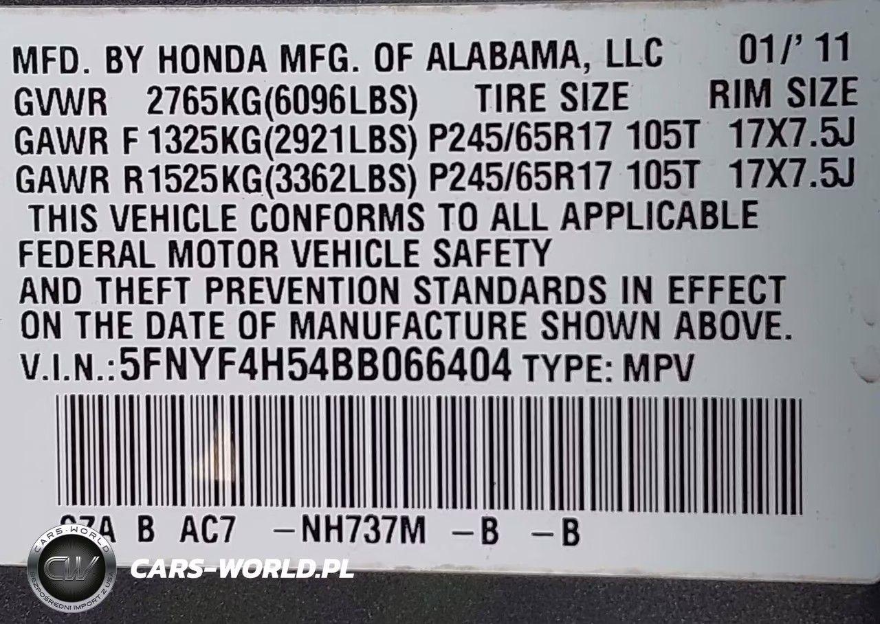 2011 Honda Pilot Ex-L VIN:5FNYF4H54BB066404 - 9