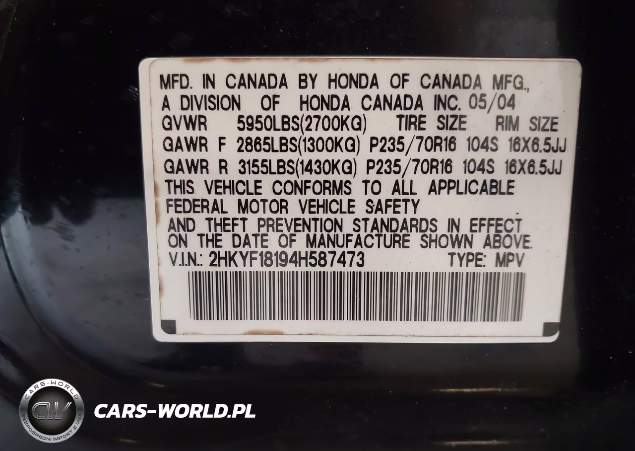 2004 Honda Pilot Lx VIN:2HKYF18194H587473 - 9
