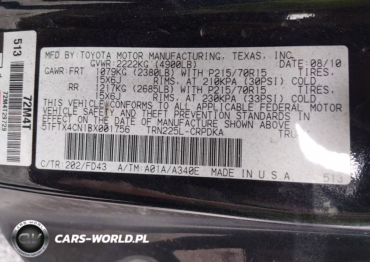 2011 Toyota Tacoma VIN:5TFTX4CN1BX001756 - 9