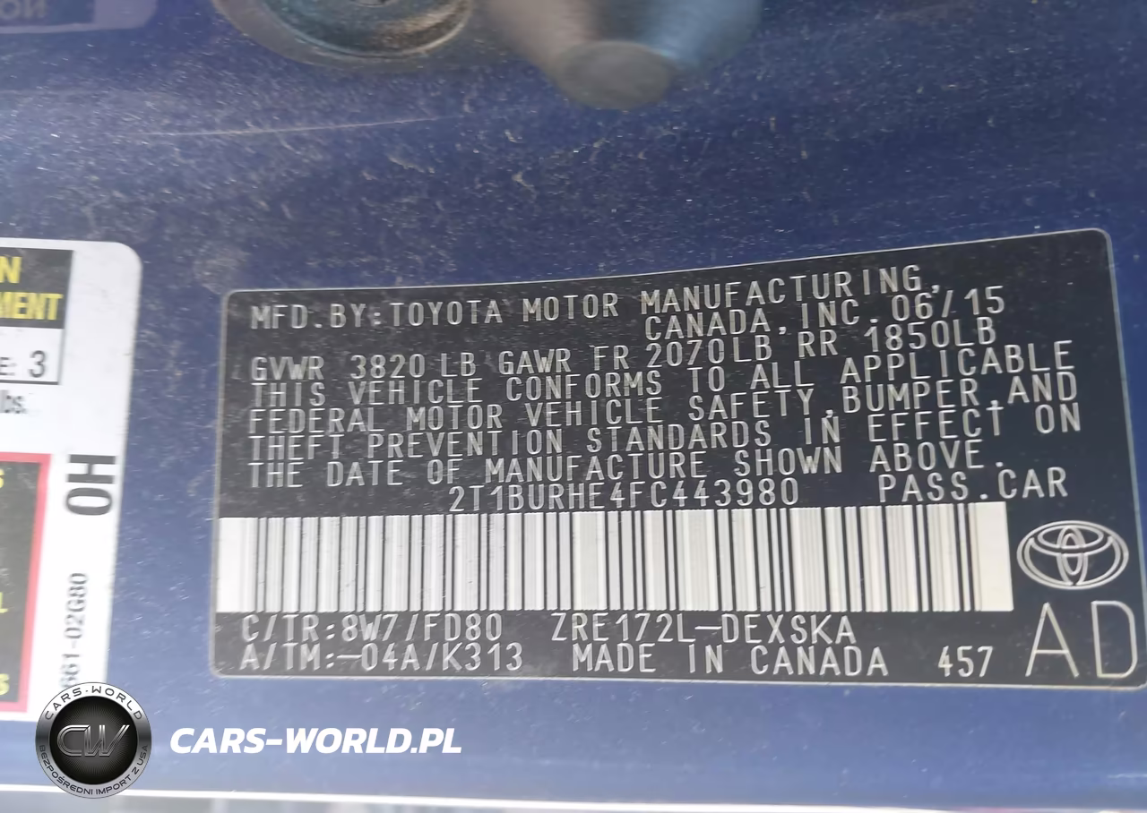 2015 Toyota Corolla S Plus VIN:2T1BURHE4FC443980 - 9