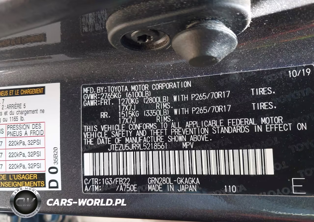2020 Toyota 4Runner Sr5 VIN:JTEZU5JR9L5218561 - 9