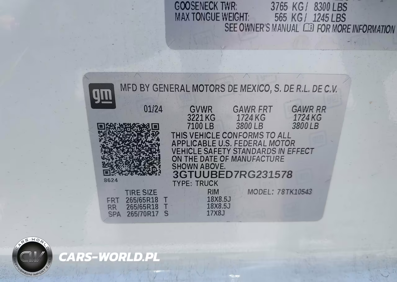 2024 GMC Sierra 1500 4Wd Short Box Sle VIN:3GTUUBED7RG231578 - 9