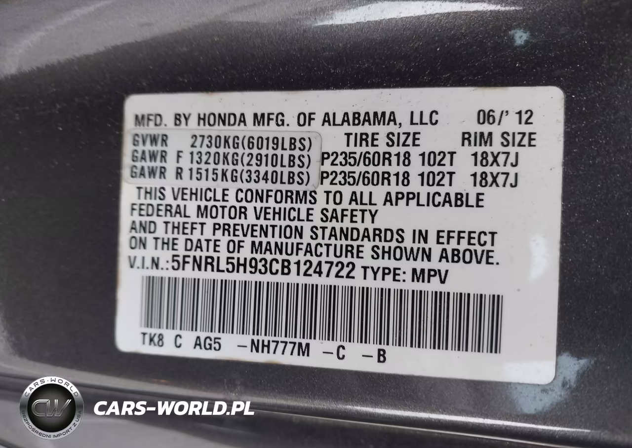 2012 Honda Odyssey Touring-Touring Elite VIN:5FNRL5H93CB124722 - 9