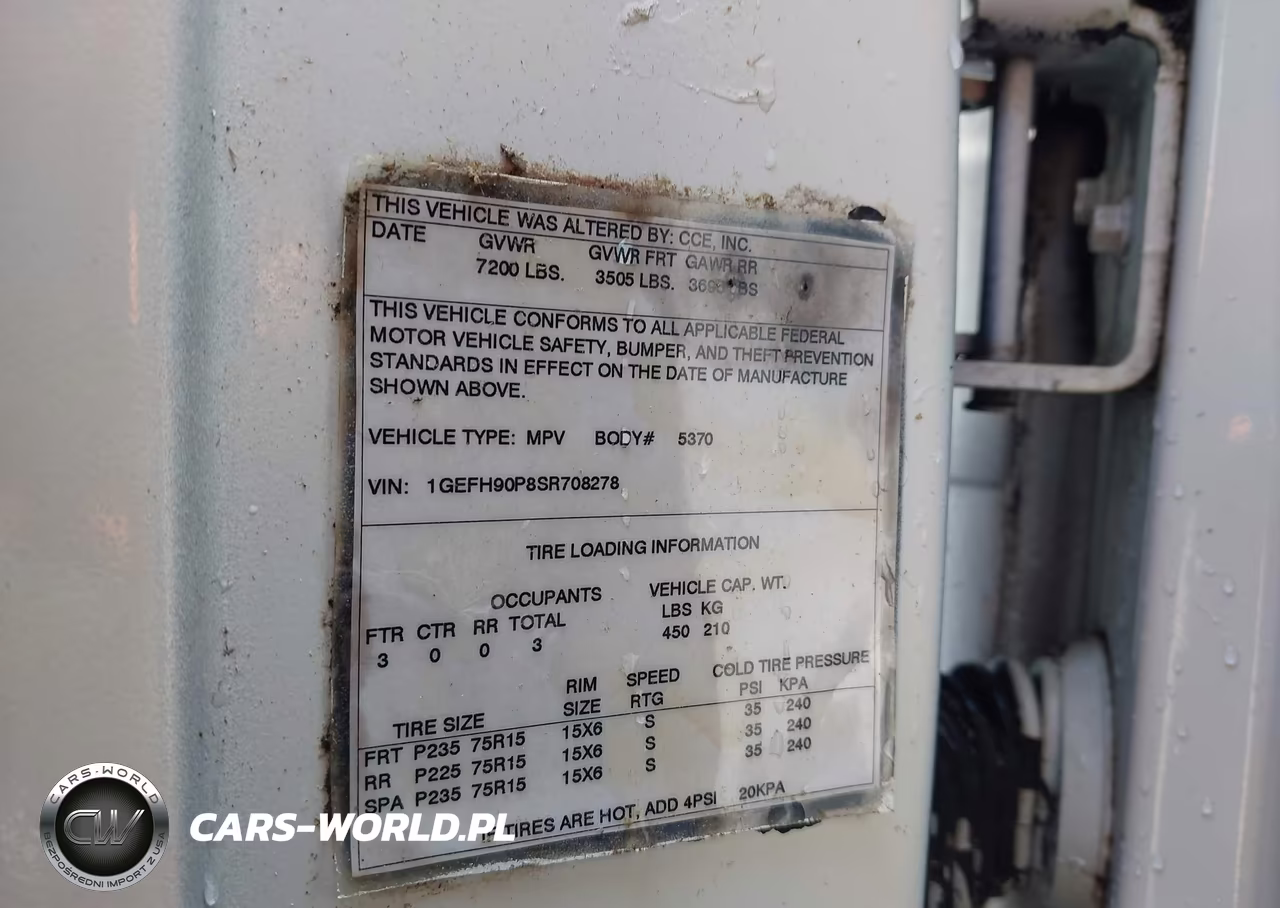 1995 Cadillac Commercial Chassis VIN:1GEFH90P8SR708278 - 9