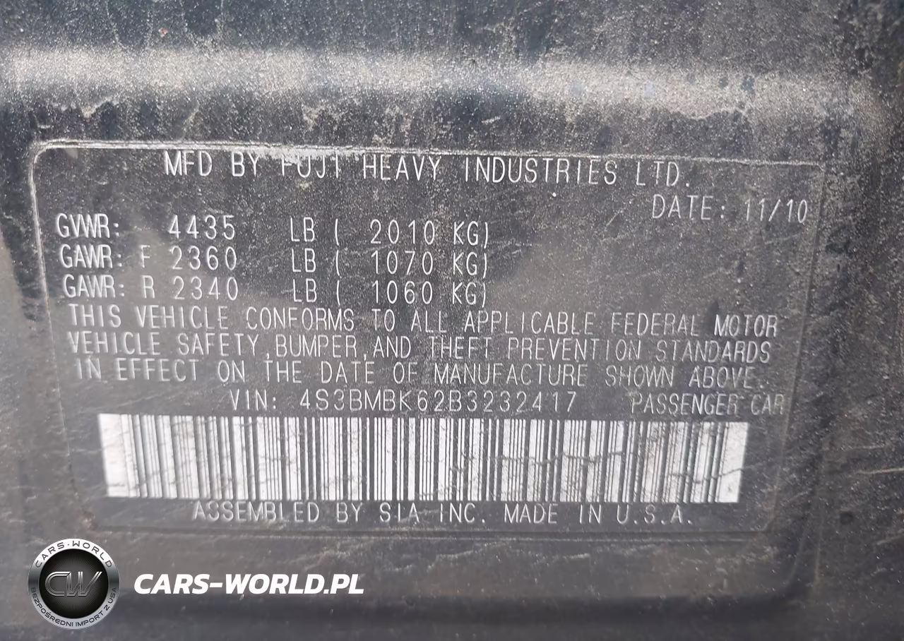 2011 Subaru Legacy 2.5I Limited VIN:4S3BMBK62B3232417 - 9