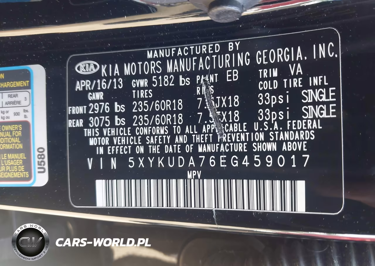 2014 Kia Sorento Ex V6 VIN:5XYKUDA76EG459017 - 9