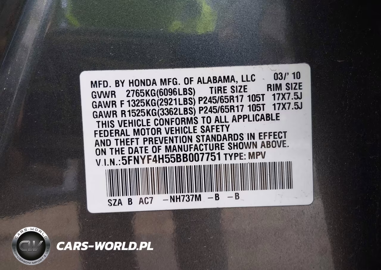2011 Honda Pilot Ex-L VIN:5FNYF4H55BB007751 - 9