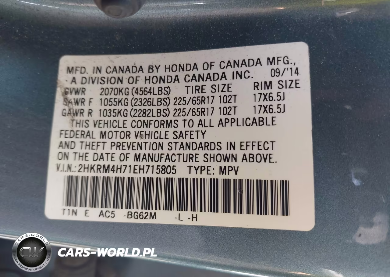 2014 Honda Cr-V Ex-L VIN:2HKRM4H71EH715805 - 9