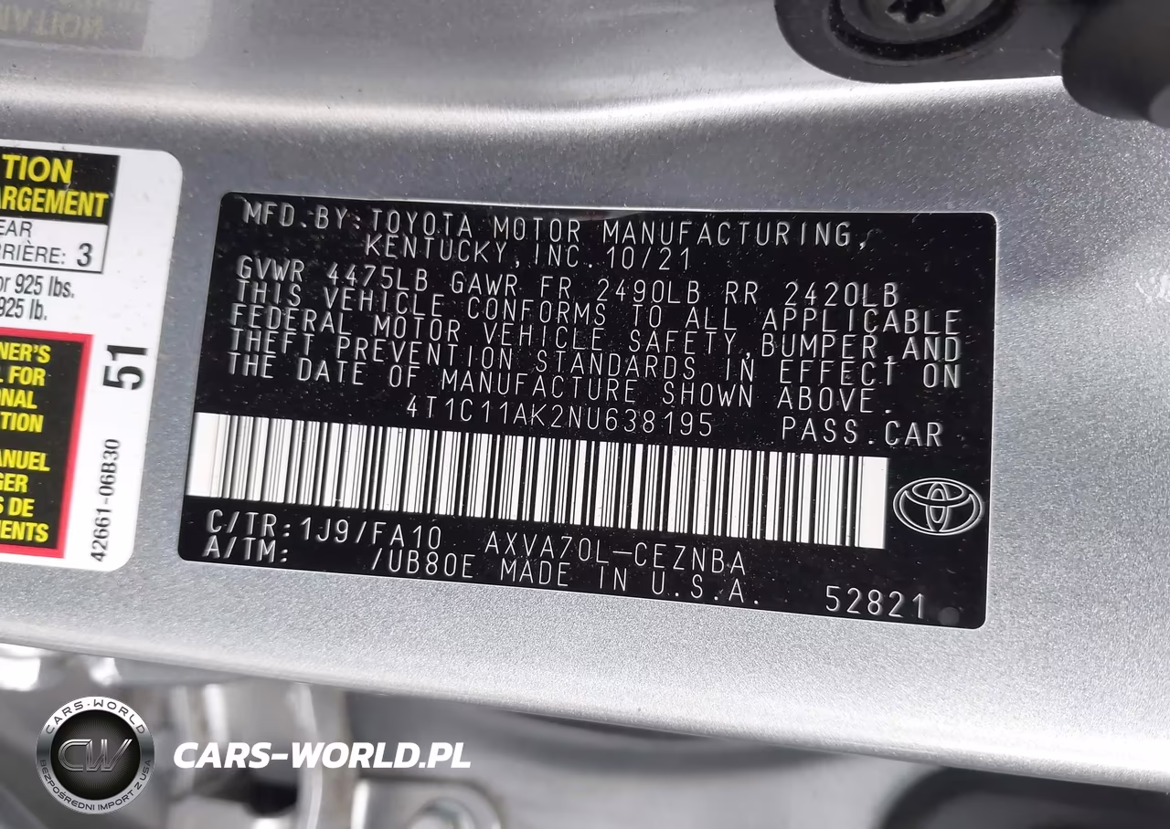 2022 Toyota Camry Le VIN:4T1C11AK2NU638195 - 9