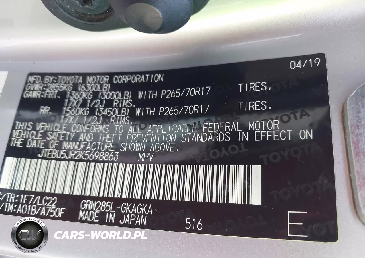 2019 Toyota 4Runner Trd Off Road Premium VIN:JTEBU5JR2K5698863 - 9