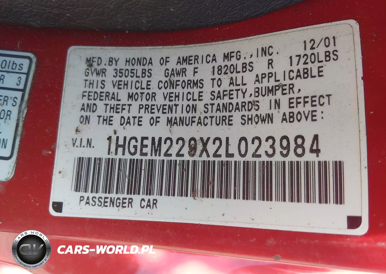 2002 HONDA CIVIC EX VIN:1HGEM229X2L023984 - 9