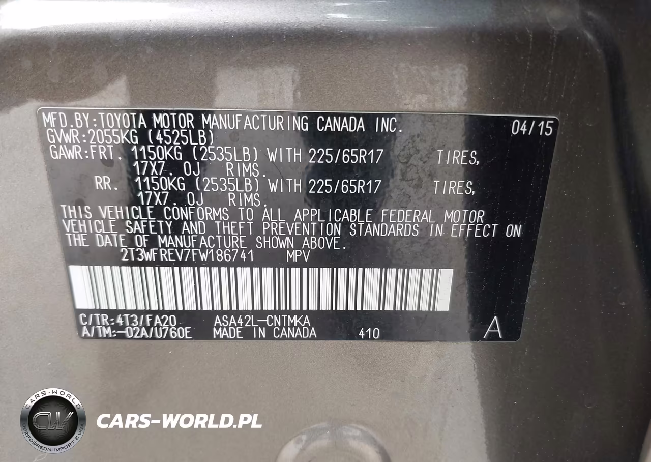 2015 Toyota Rav4 Xle VIN:2T3WFREV7FW186741 - 9