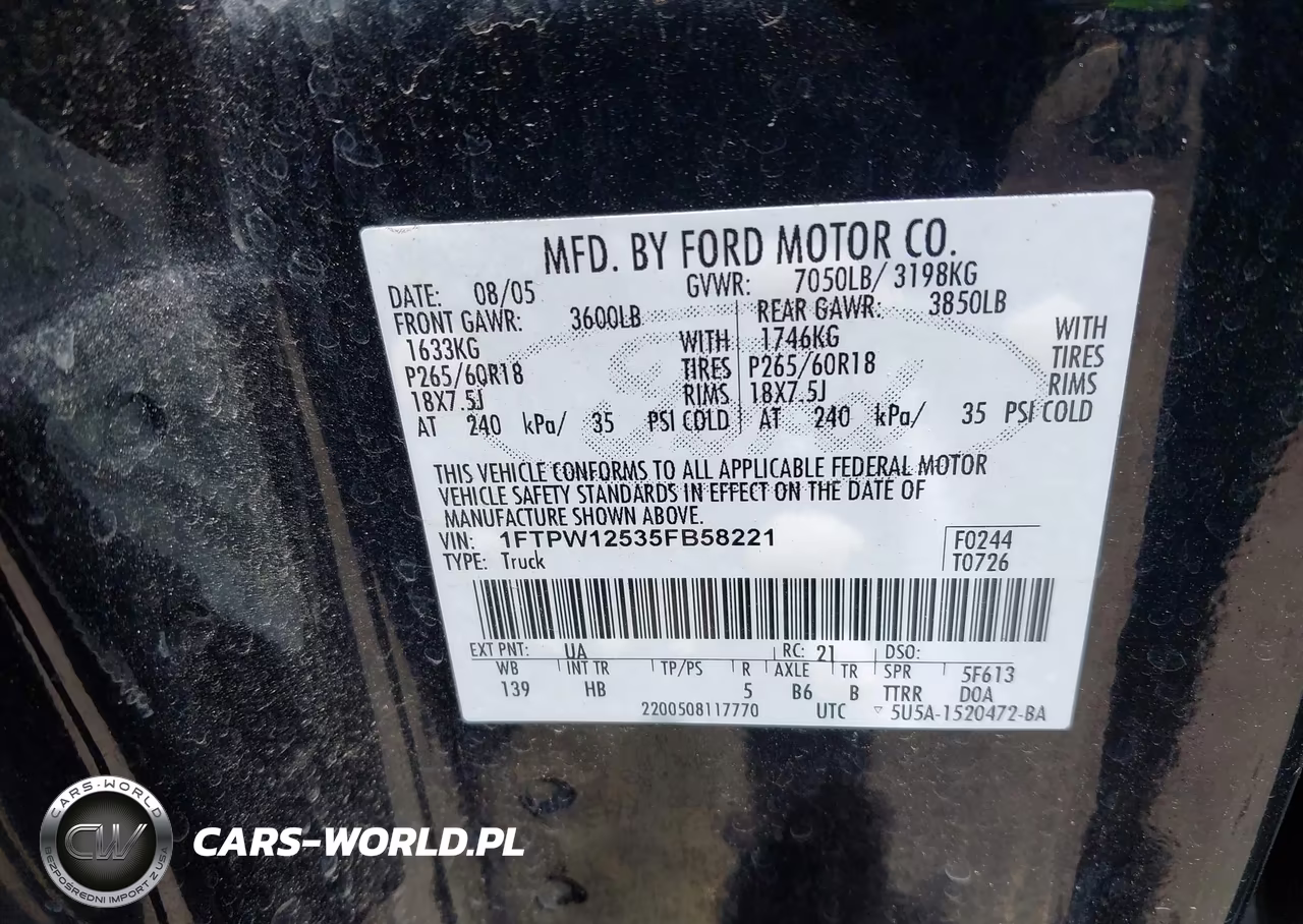 2005 Ford F-150 Lariat-Xlt VIN:1FTPW12535FB58221 - 9