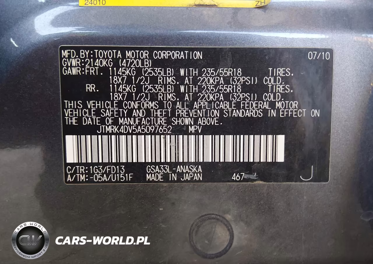 2010 Toyota Rav4 Sport V6 VIN:JTMRK4DV5A5097652 - 9