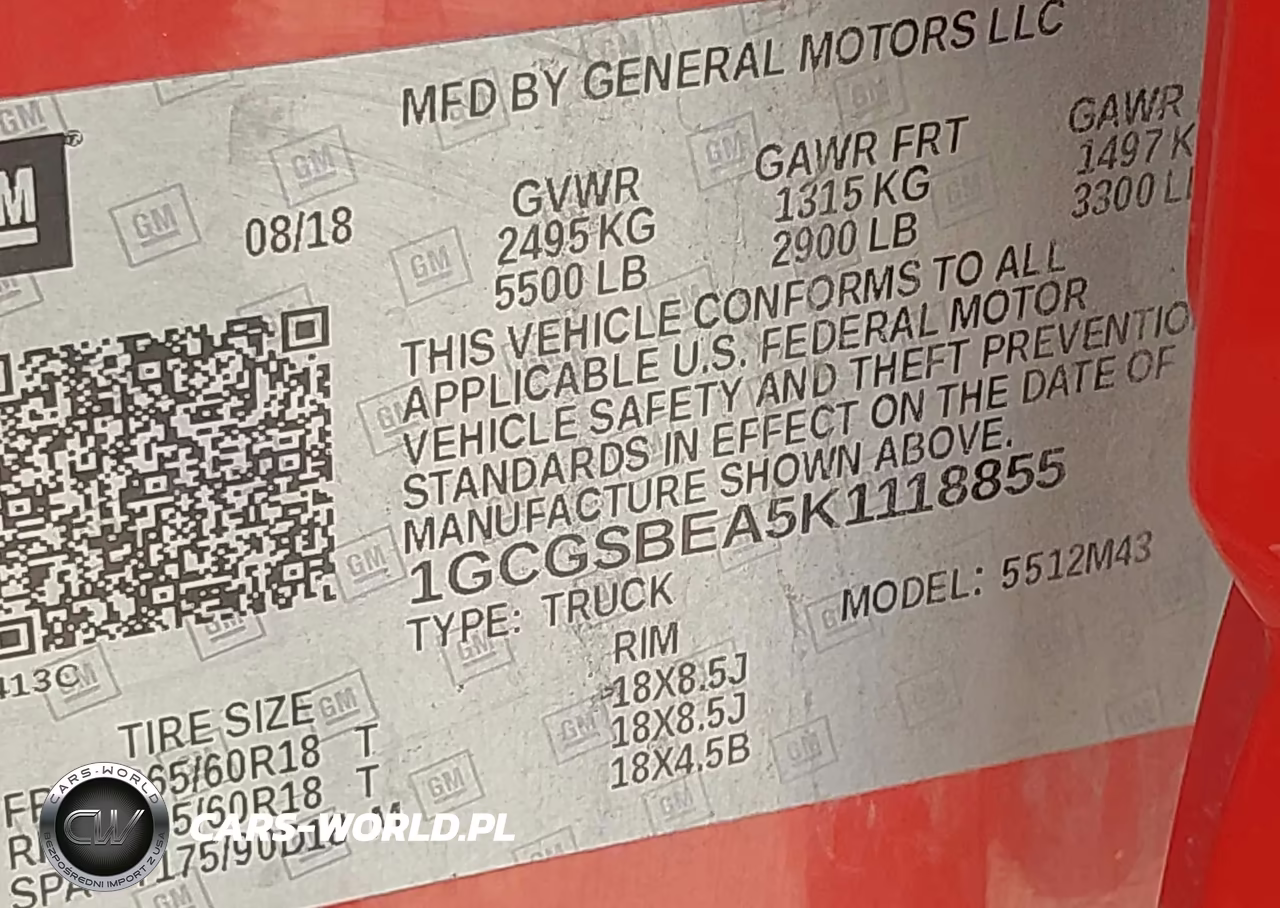 2019 Chevrolet Colorado Wt VIN:1GCGSBEA5K1118855 - 9