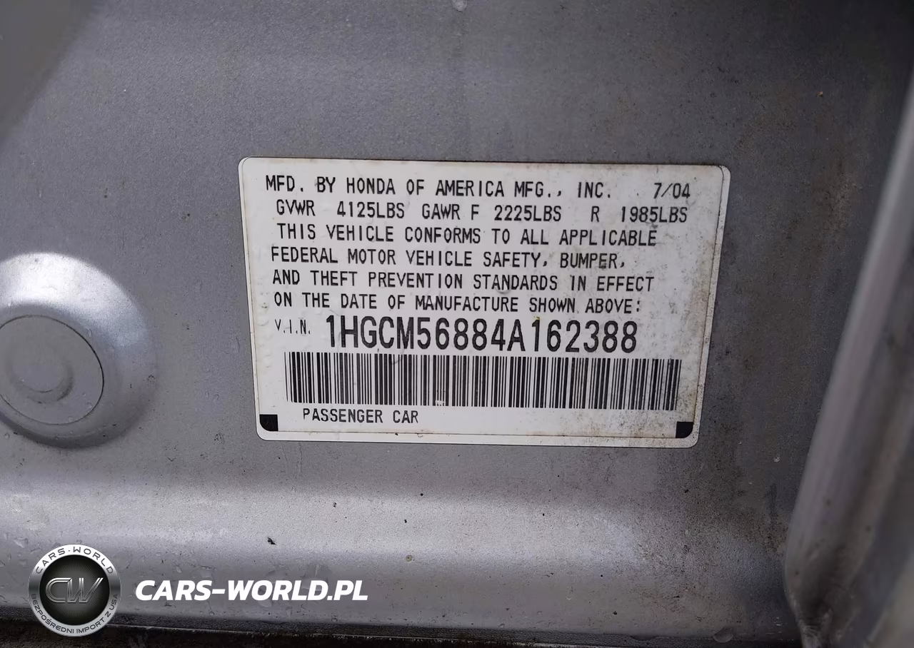 2004 Honda Accord 2.4 Ex VIN:1HGCM56884A162388 - 9
