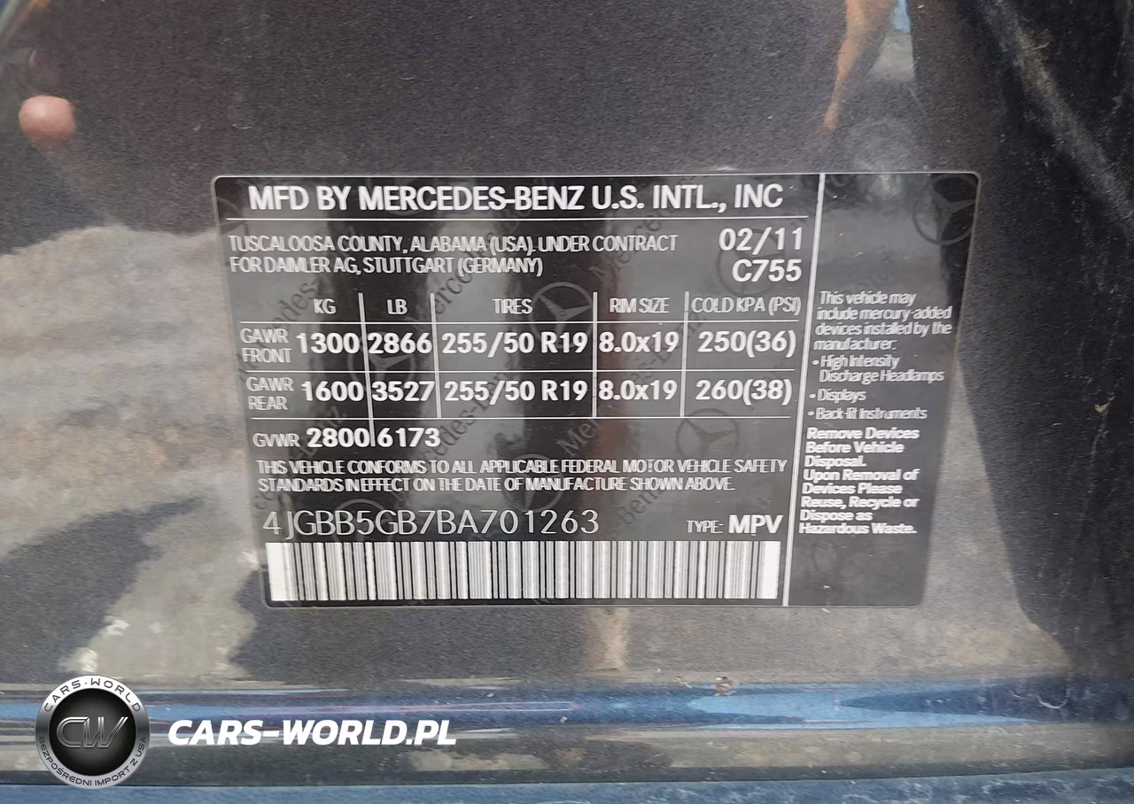 2011 Mercedes-Benz Ml 350 VIN:4JGBB5GB7BA701263 - 9