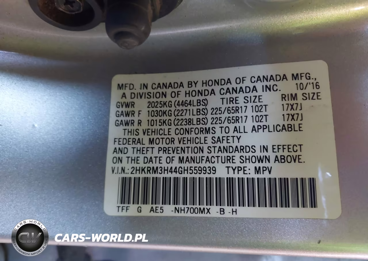 2016 Honda Cr-V Se VIN:2HKRM3H44GH559939 - 9