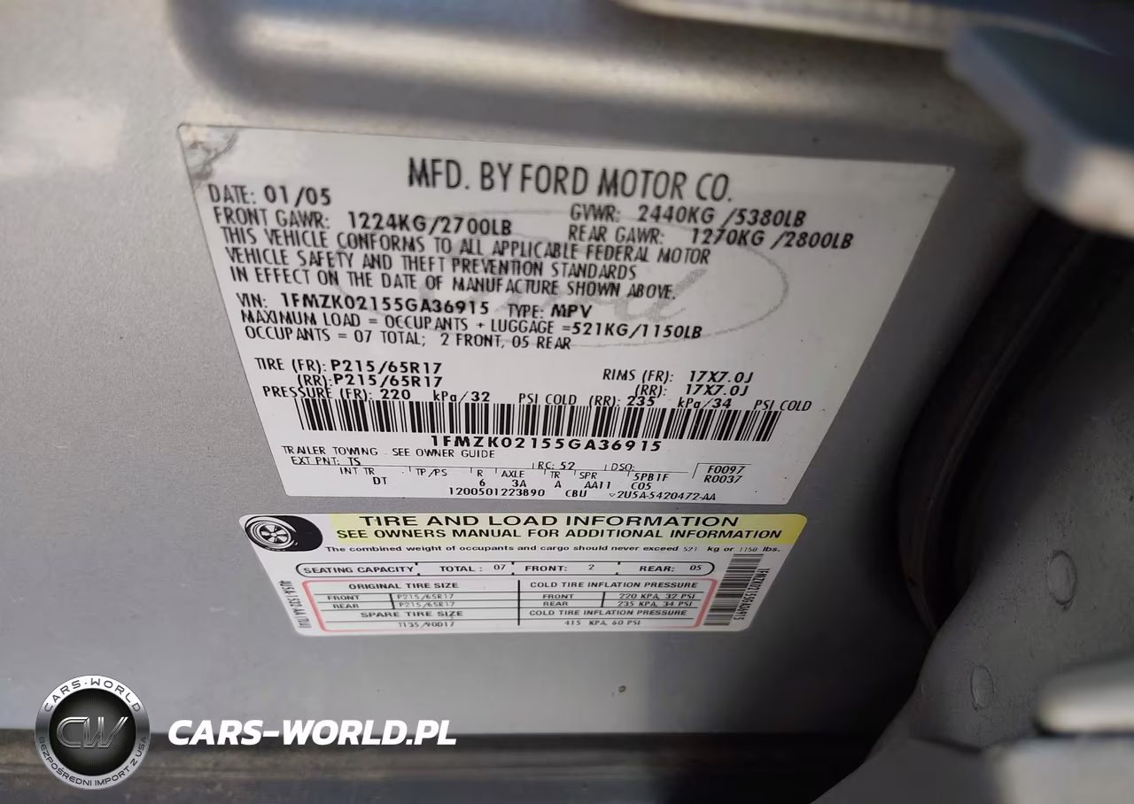2005 Ford Freestyle Sel VIN:1FMZK02155GA36915 - 9