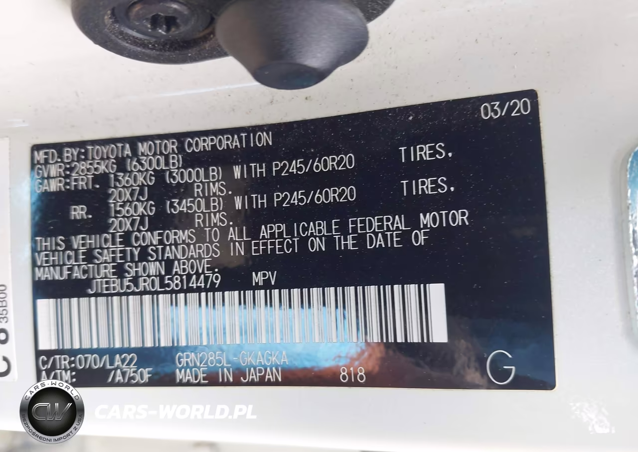 2020 Toyota 4Runner Limited VIN:JTEBU5JR0L5814479 - 9