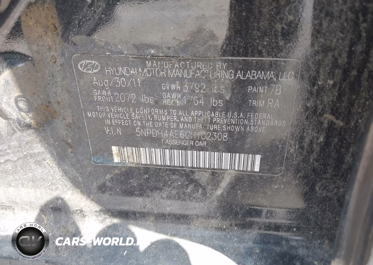 2012 Hyundai Elantra Gls VIN:5NPDH4AE6CH102308 - 9