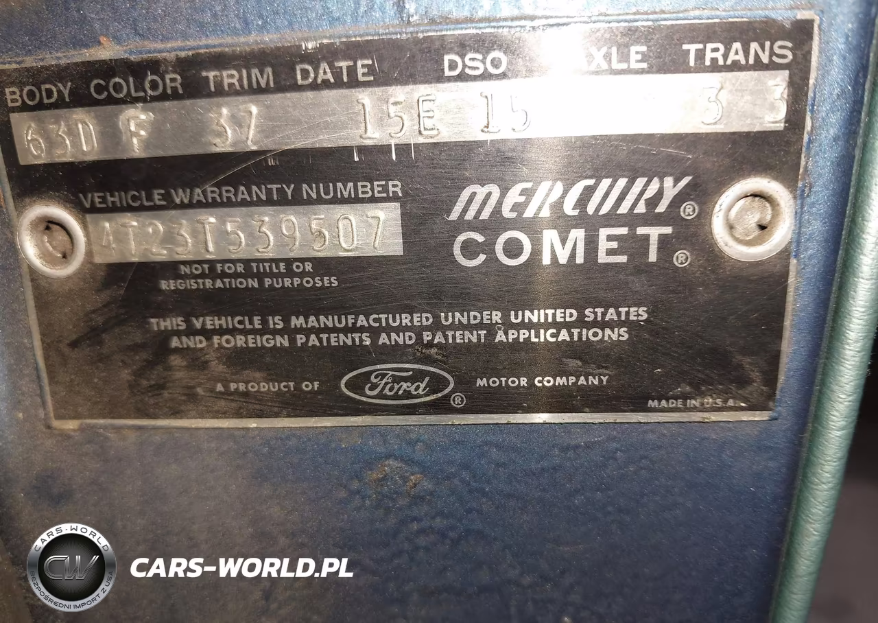 1964 Mercury Comet VIN:4T23T539507 - 9