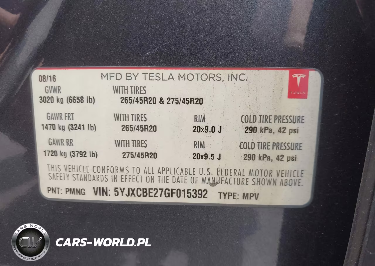 2016 Tesla Model X 60D-70D-75D-90D-P100D VIN:5YJXCBE27GF015392 - 9