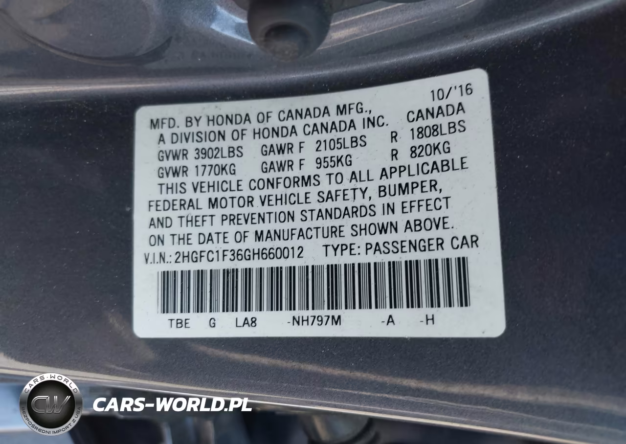 2016 Honda Civic Ex-T VIN:2HGFC1F36GH660012 - 9