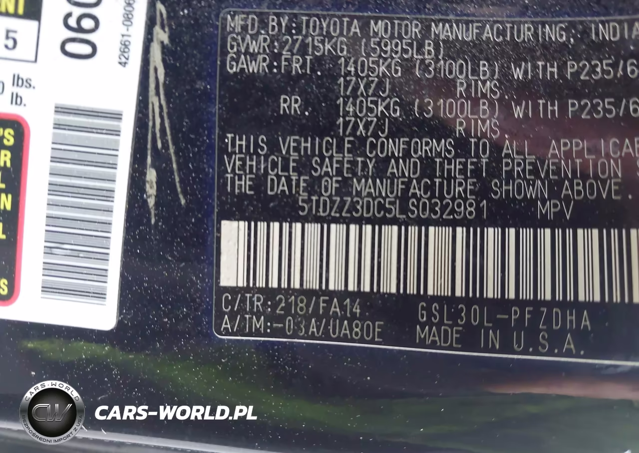 2020 Toyota Sienna L VIN:5TDZZ3DC5LS032981 - 9