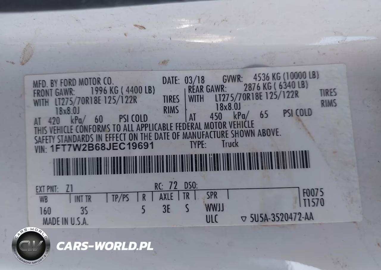 2018 Ford F-250 Xlt VIN:1FT7W2B68JEC19691 - 9