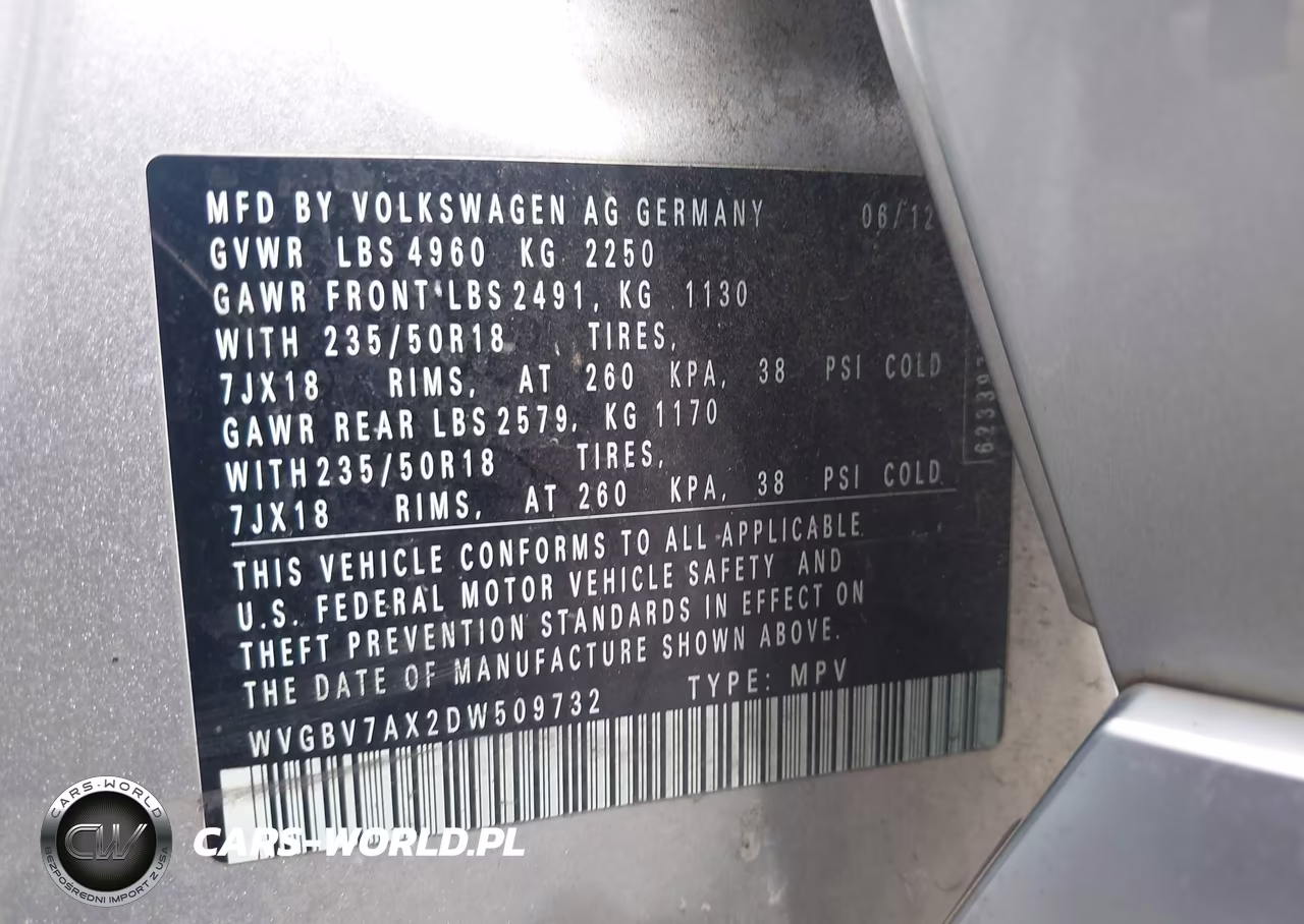 2013 Volkswagen Tiguan Se VIN:WVGBV7AX2DW509732 - 9
