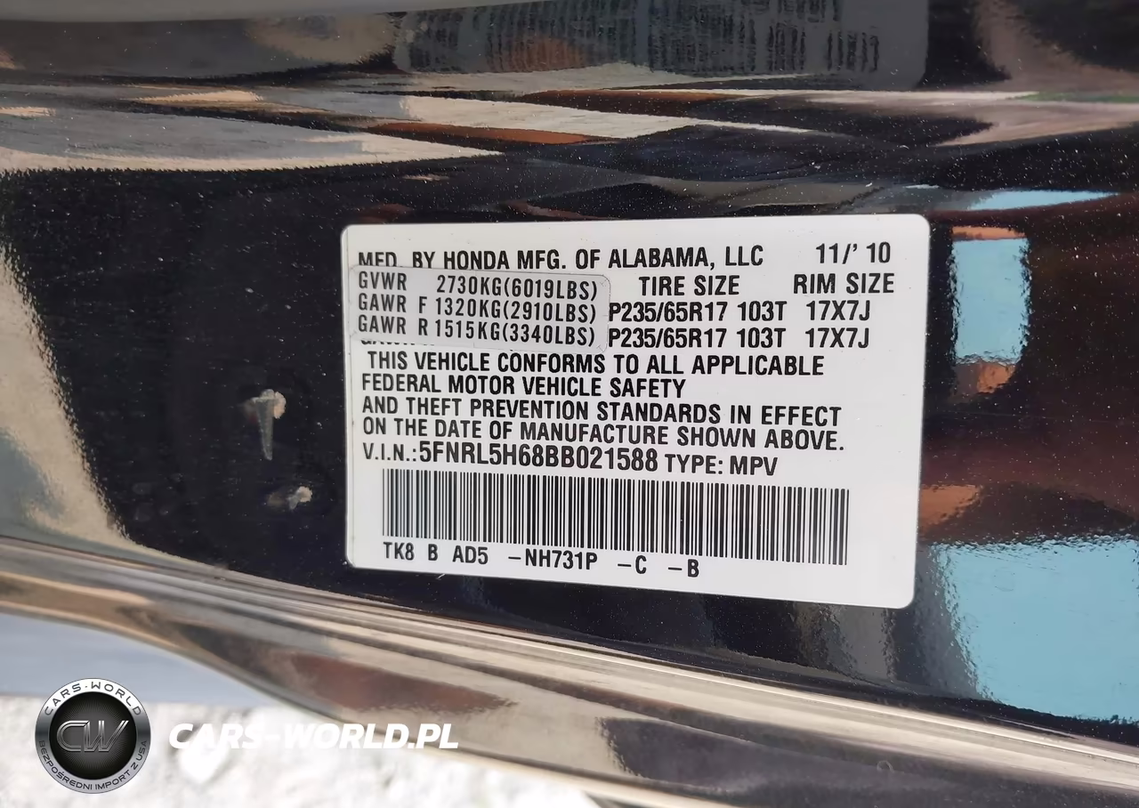 2011 Honda Odyssey Ex-L VIN:5FNRL5H68BB021588 - 9